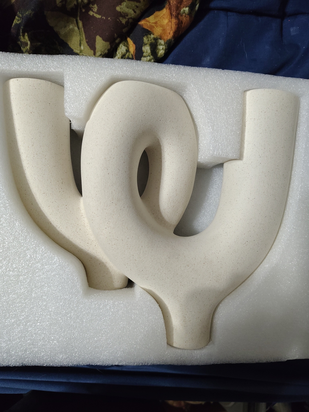 Modern Ceramic Candelabra - Sculptural Cream Triple-Arm